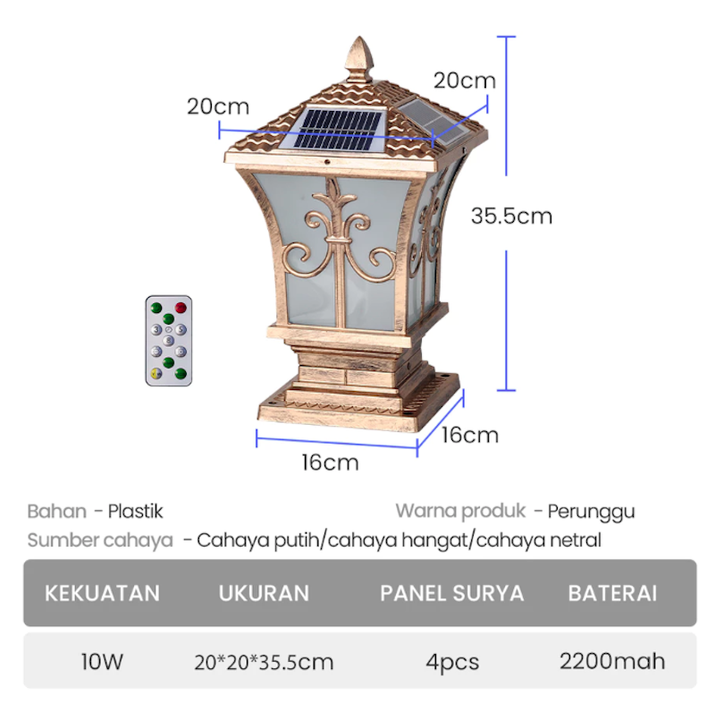RONG RIVER Lampu Taman Tenaga Matahari 3 Warna 5