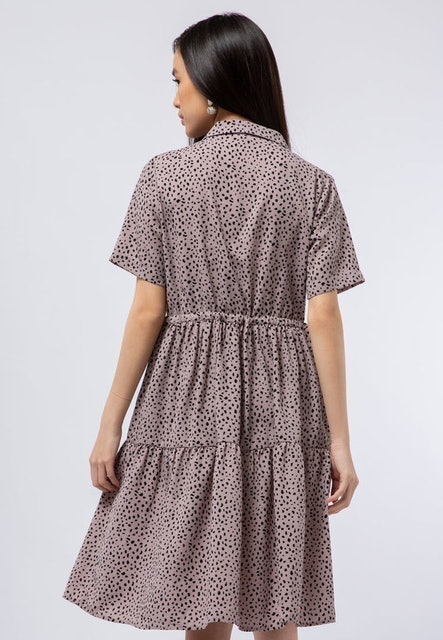 Delamibrands The Executive Printed Midi Dress with Tied Belt