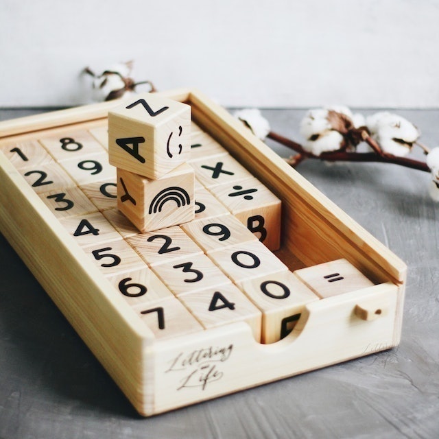 Black Alphabet and Number Wooden Blocks