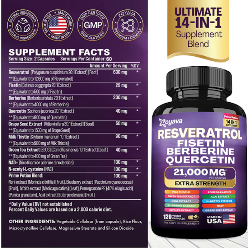 Zoyava Resveratrol Fisetin Berberine Quercetin 2