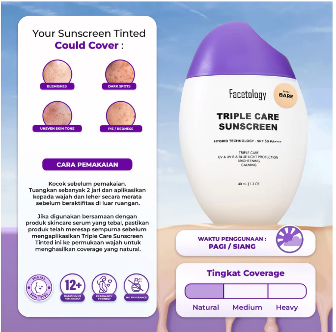 Facetology Innovation Technology Facetology Triple Care Sunscreen Tinted SPF 50 PA++++