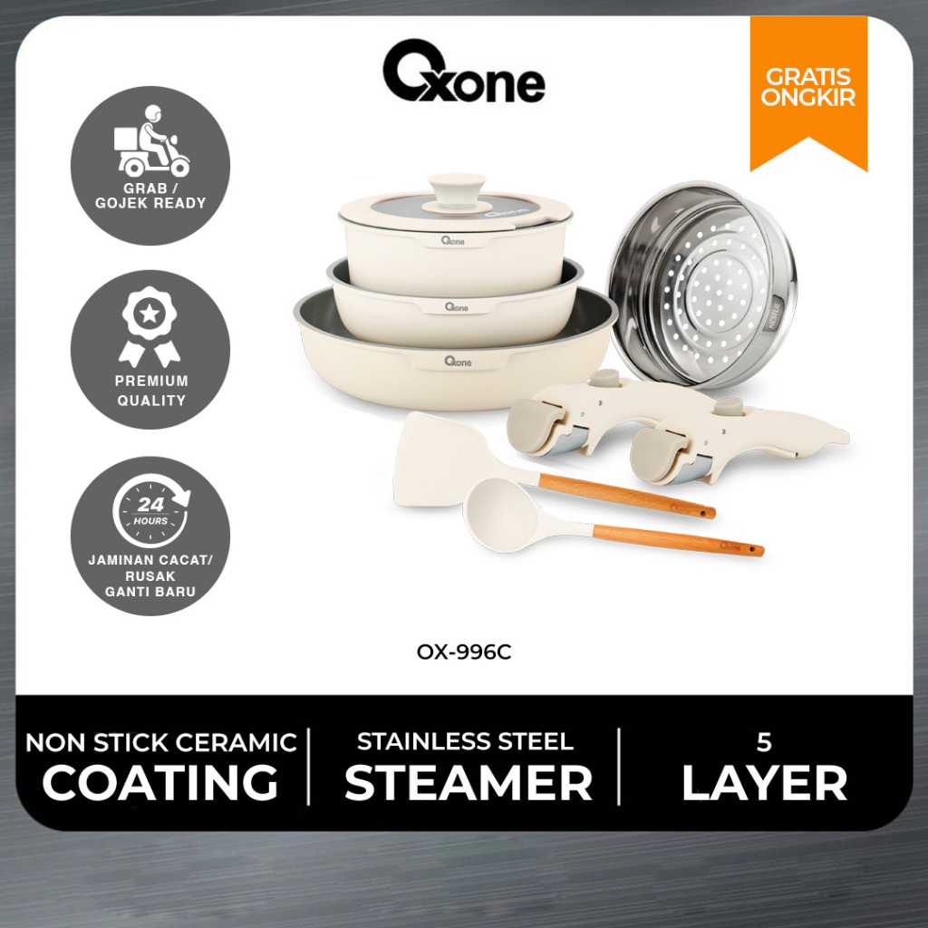 Oxone Nestlie Stackable Cookware Set with Detachable Handle OX-996