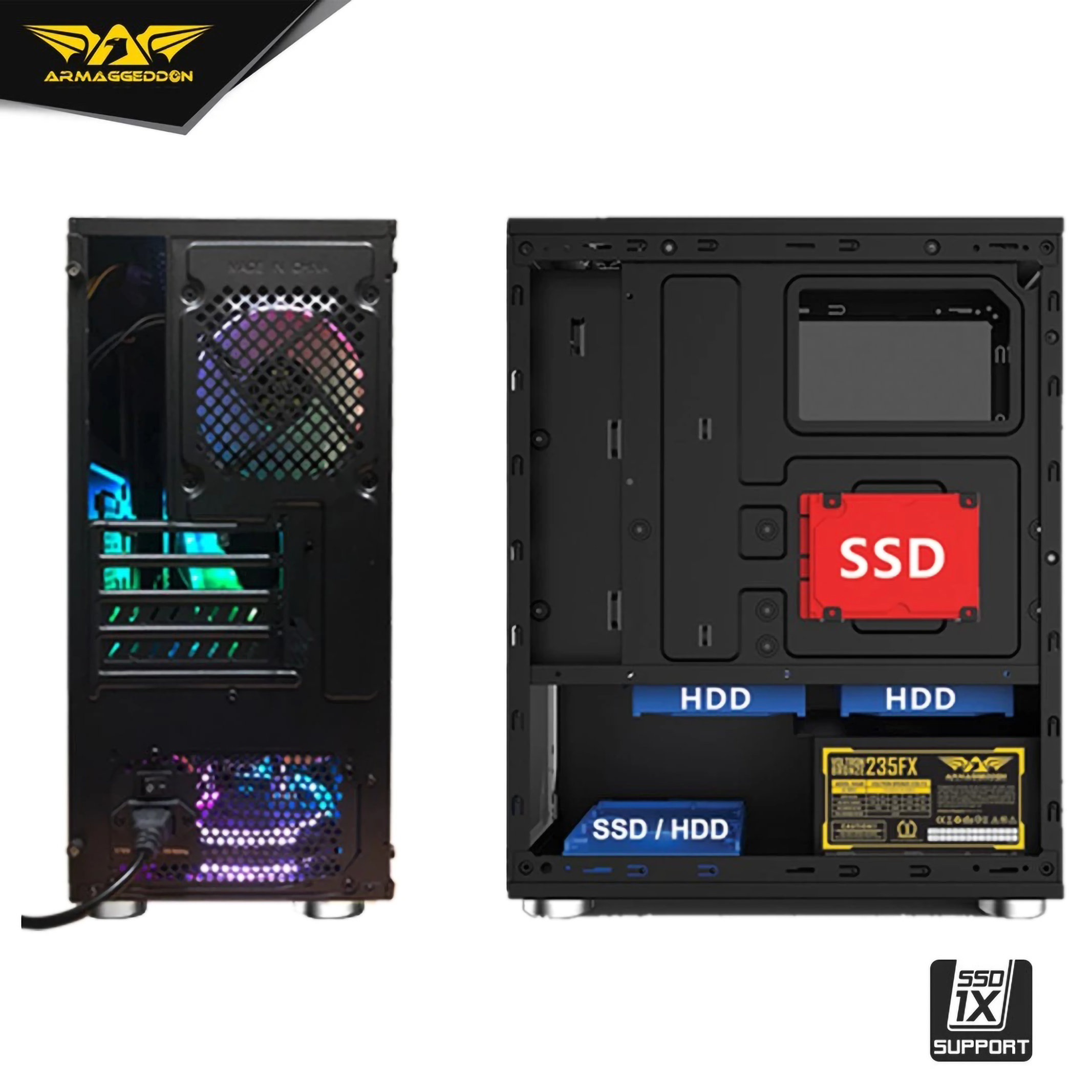 Armageddon Armageddon Nimitz N5 Micro ATX See-Thru Side Panel Gaming PC Case