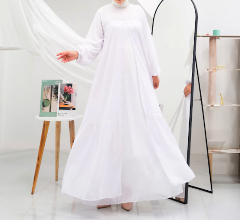 Amie Collection Zaskia Dress Ceruty Mix Swaroski Putih 2