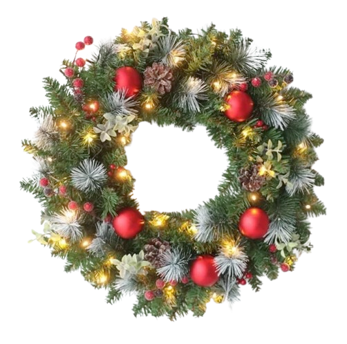 Karangan Bunga Natal dengan Lampu LED