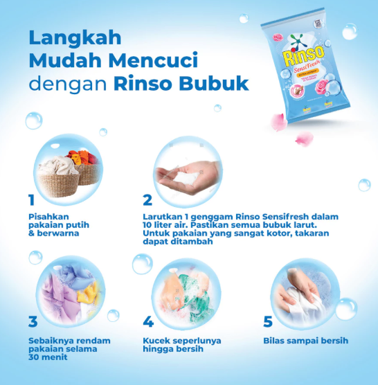Unilever Indonesia Rinso SensiFresh Deterjen Bubuk Extra Lembut Micellar Soft