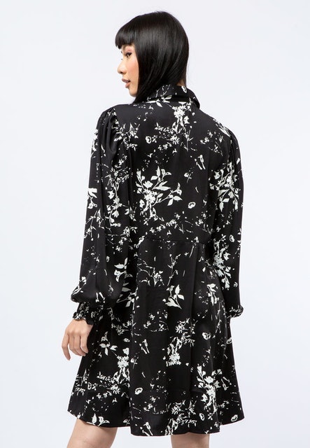 Delamibrands The Executive Printed Long Sleeves Mini Dress