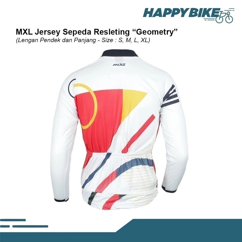 Senang Sepeda Sejahtera MXL Jersey Sepeda Resleting Geometry Panjang Black