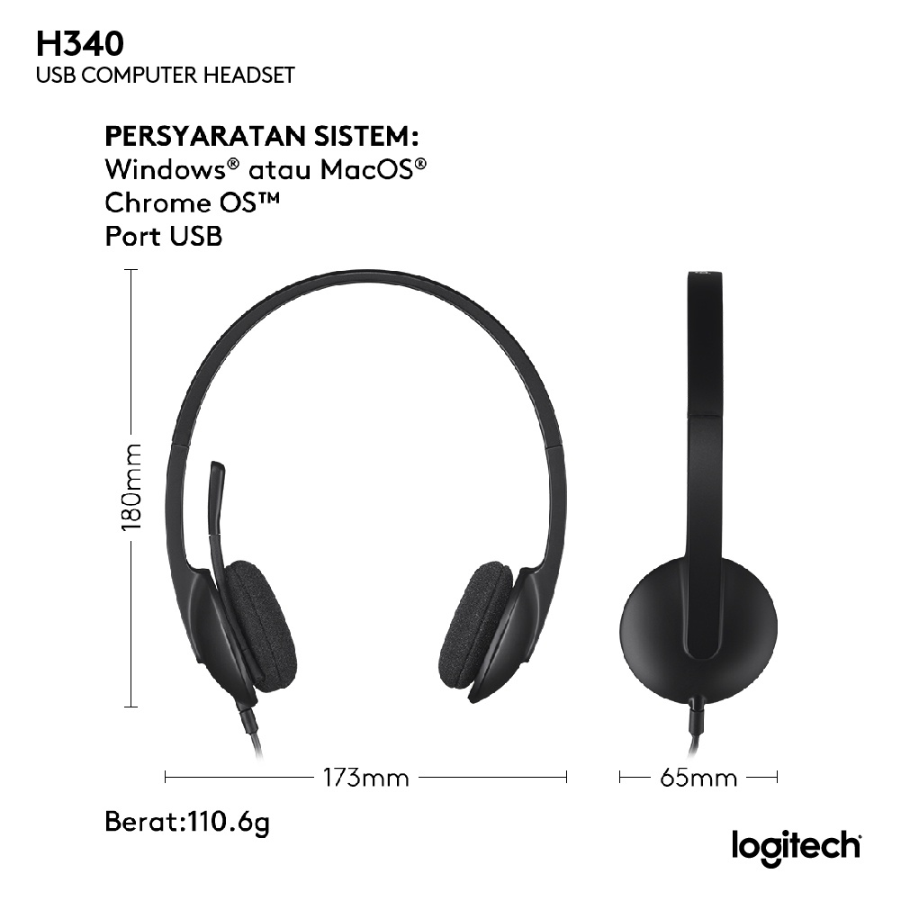 Logitech International Logitech USB Computer Headset H340