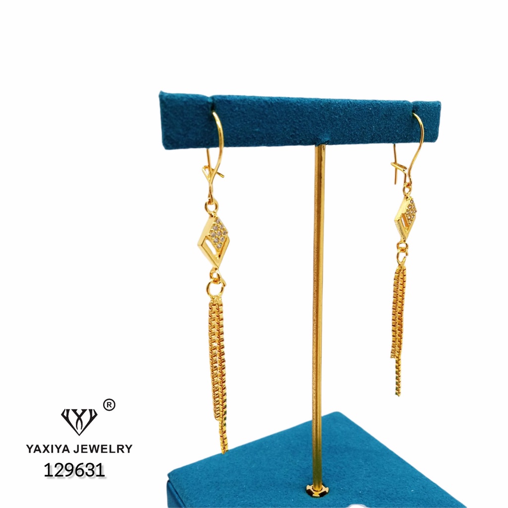 Yaxiya Jewelry Anting Gantung Jurai Permata Perhiasan Lapis Emas 129631