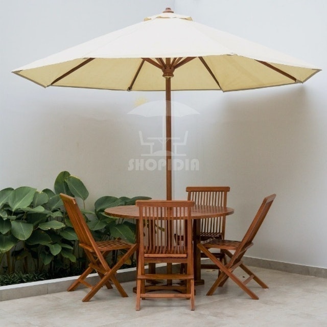 Shopidia Meja Payung Taman Kafe Outdoor Hotel Kayu Jati