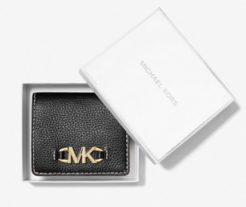 Izzy Small Logo Embellished Pebbled Leather Billfold Wallet 3