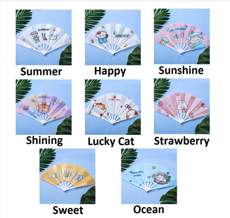 Suka Senang Sekolah Kipas Tangan Lipat / Folding Fan Kartun Lucu AT0088