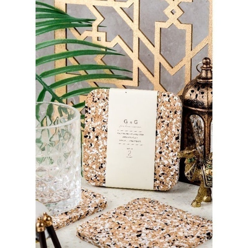 Fancy Cork Coaster Set 4