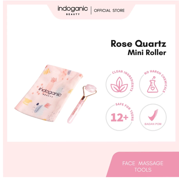  Indoganic Beauty Rose Quartz Facial Roller Mini