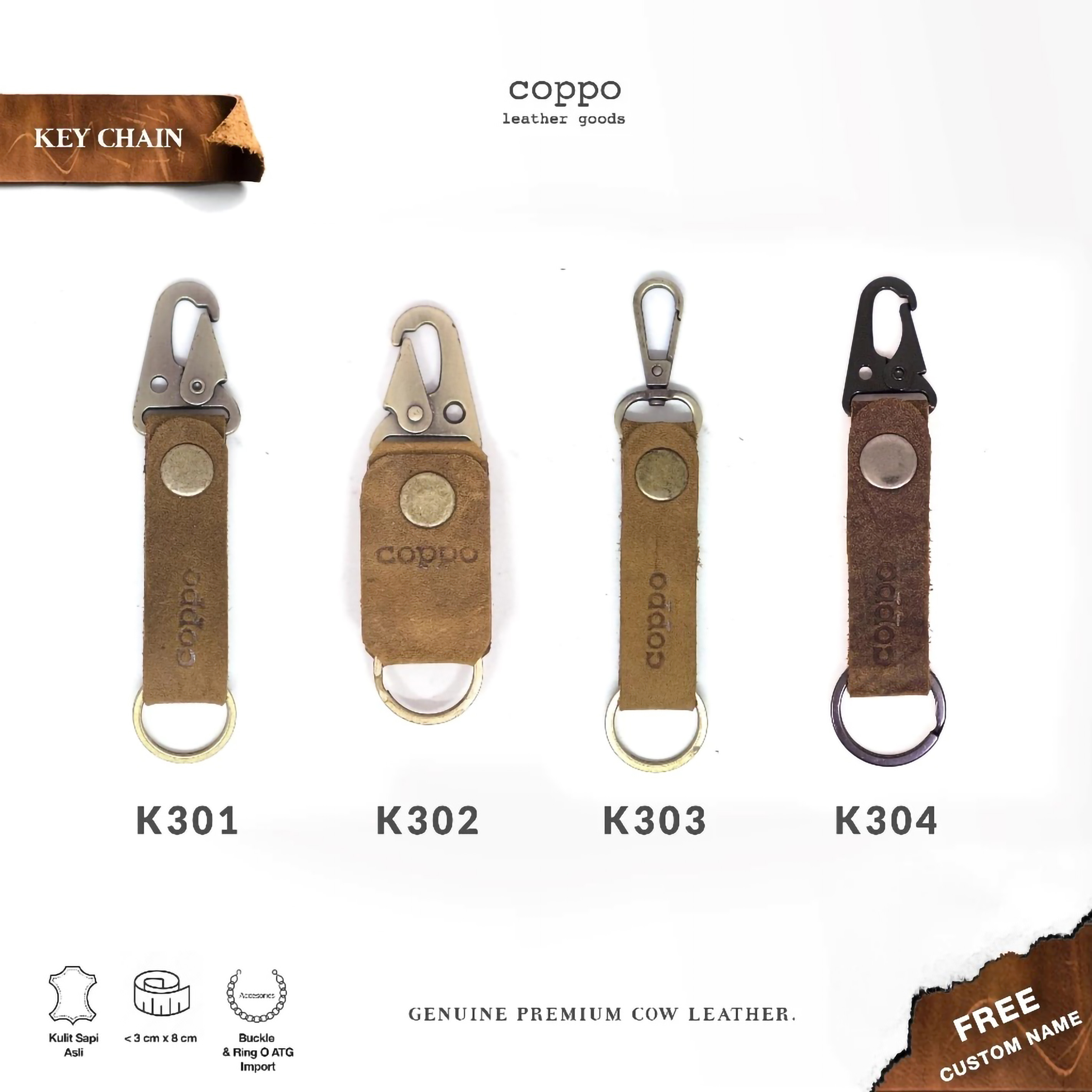 Coppo Leather Coppo Keychain Gantungan Kunci