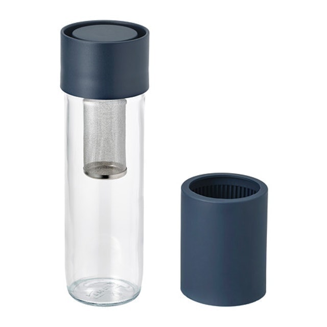EFTERSTRÄVA Travel Mug, Clear Glass/Silicone Dark Red ｜ 304.800.03