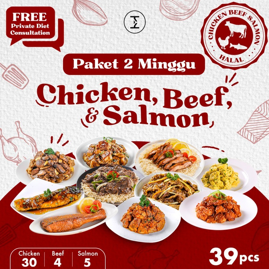 Daily Intake Daily Meals Paket Diet 2 Minggu Chicken, Beef & Salmon