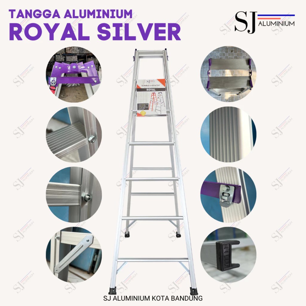  ROYAL SILVER Tangga Aluminium Lipat Jumbo 2M