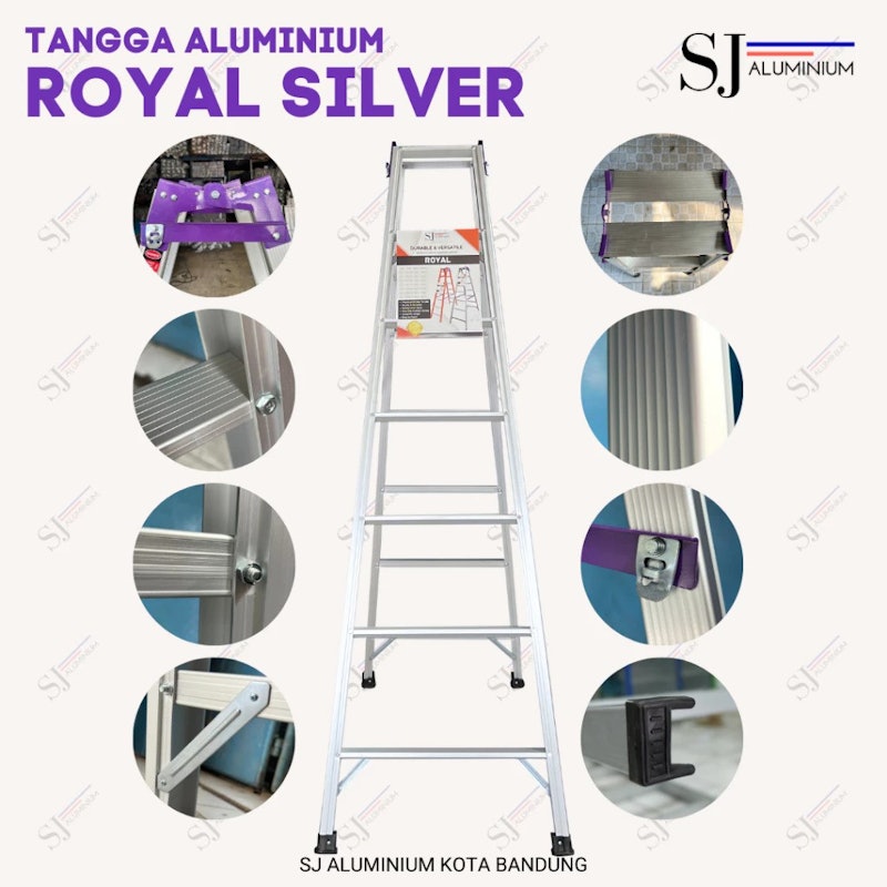 ROYAL SILVER Tangga Aluminium Lipat Jumbo 2M 3