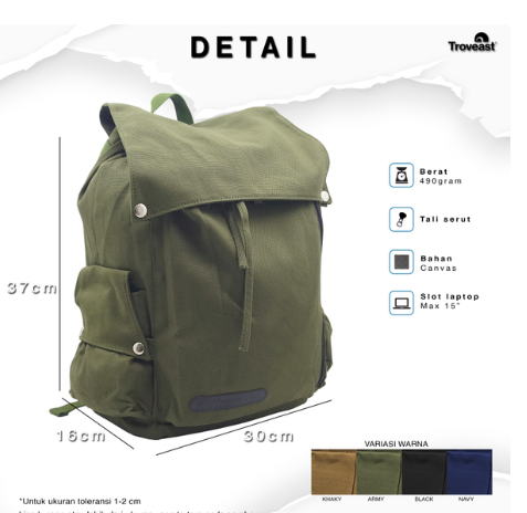 Tas Ransel Backpack Canvas Dexa 5