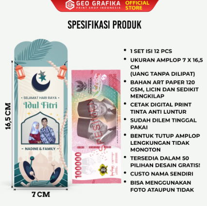 Geo Grafika  Amplop Lebaran Custom Nama & Foto Jumbo 