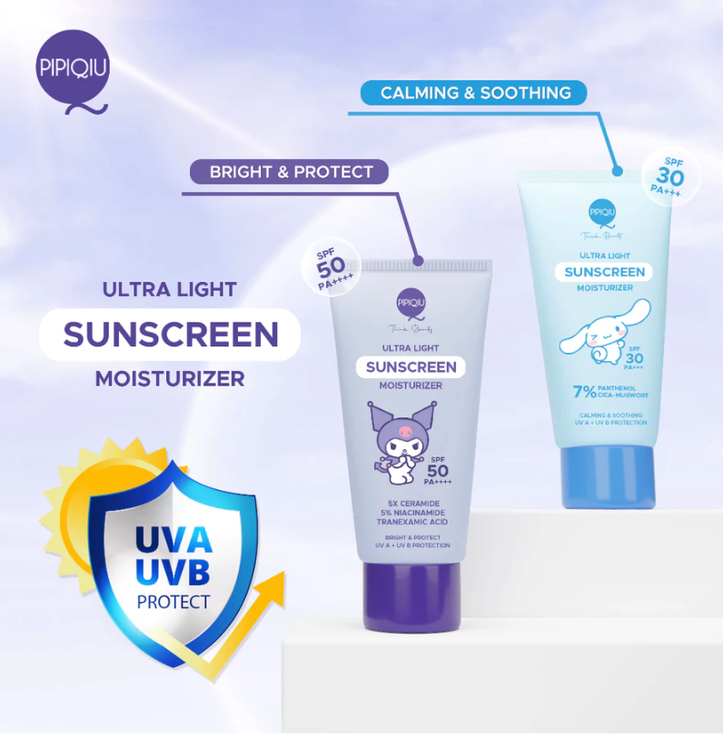 Javinci Berkat Kreatif Sentosa Pipiqiu Ultra Light Sunscreen Moisturizer Bright & Protect SPF 50 PA++++ KUROMI