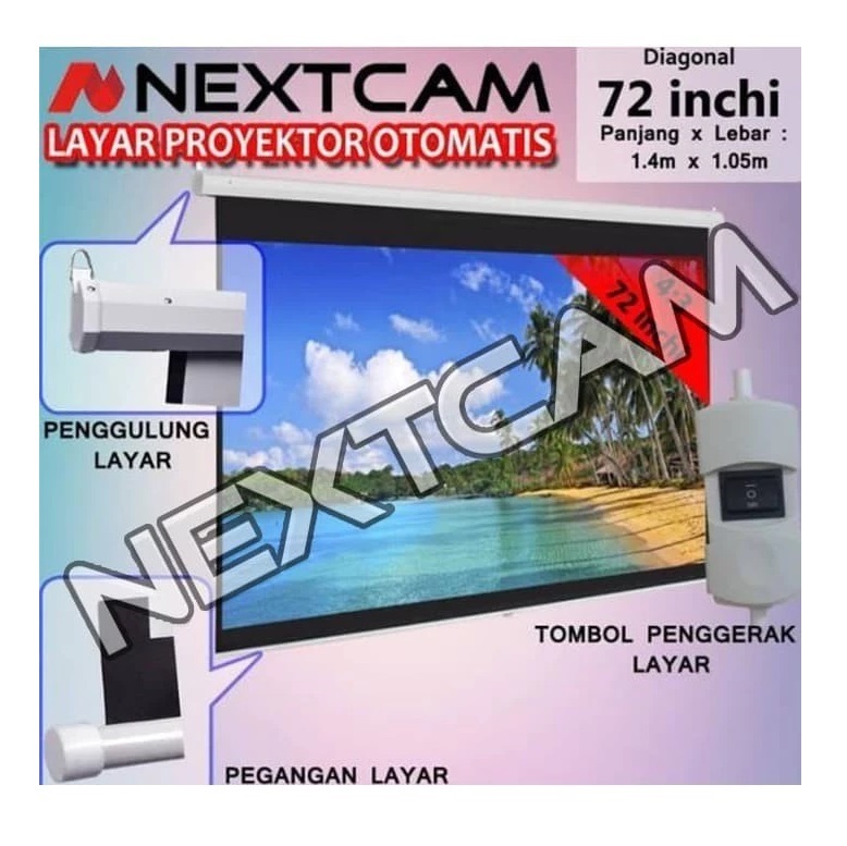 Nextcam Screen Projector Motorized 72" 3