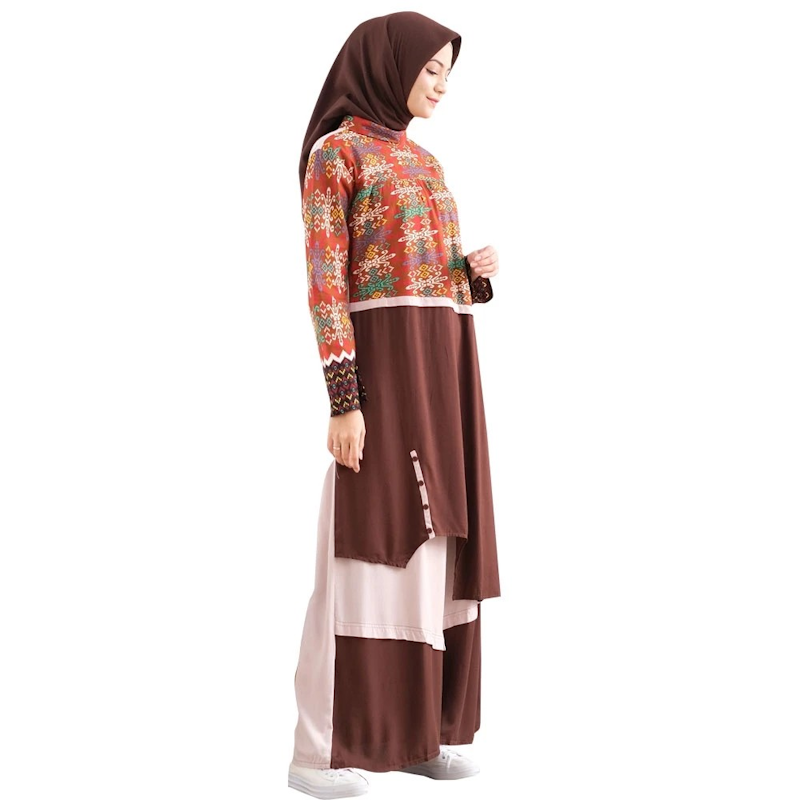 Lunan GO Gamis Wanita Muslimah Rayon Kombinasi Batik Premium 3