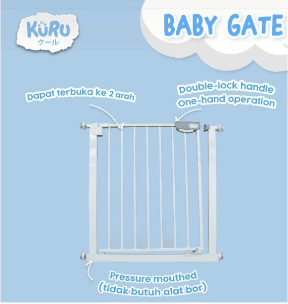  Kuru Baby Gate EXTENSION Pagar Pembatas Pintu Bayi 80 cm