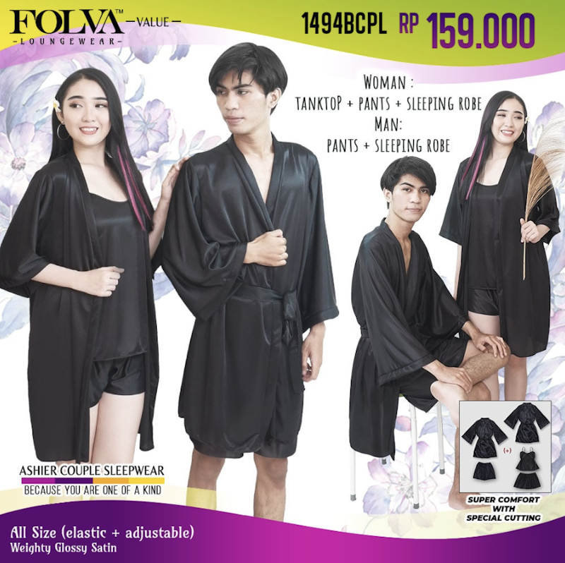 Baju Tidur Kimono Couple Satin 1494BCPL