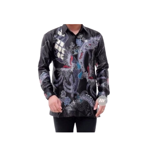 MGN Batik Kemeja Batik Semi Sutera Premium Pramudya Hitam