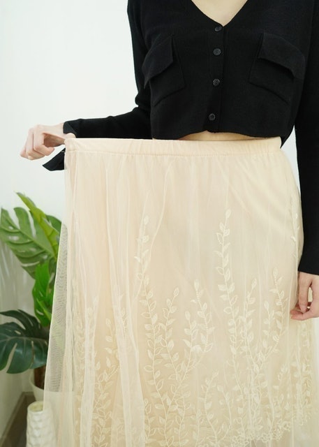 Clouwny  Shine Lace Skirt