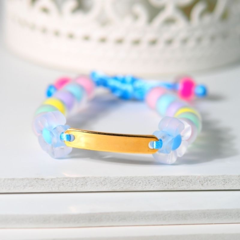 Gelang Tali Dewasa Candypop Plat Panjang Emas Custom Tulisan 3