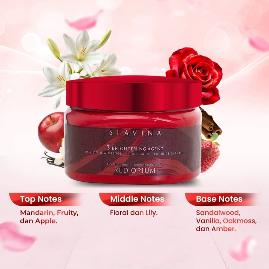 RANS Kosmetika Indonesia SLAVINA Organic Rice Body Scrub Red Opium