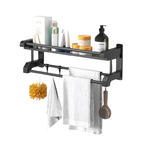 ES Rak Kamar Mandi Dinding Hitam 1 Susun 40 cm