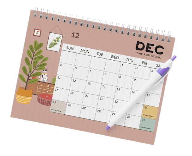 Designall Kalender Meja / Kalender Duduk Aesthetic Spiral