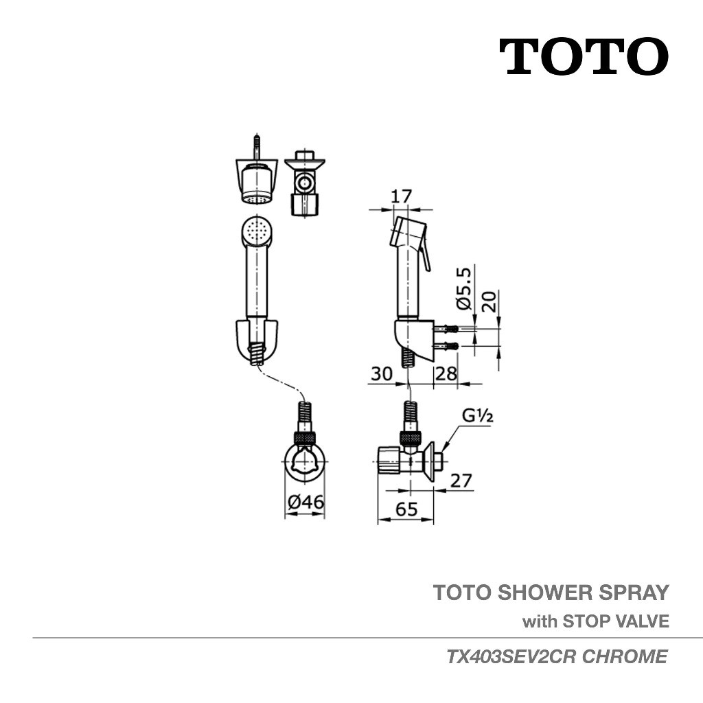 Surya Toto Indonesia TOTO Shower Spray with Stop Valve TX403SEV2CR