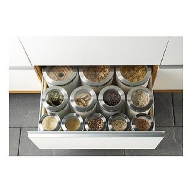 IKEA DROPPAR - Stoples dengan Penutup Kaca Frosted/Baja Tahan Karat