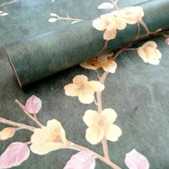 Wallpaper Sticker Dinding Hijau Motif Bunga Anggrek