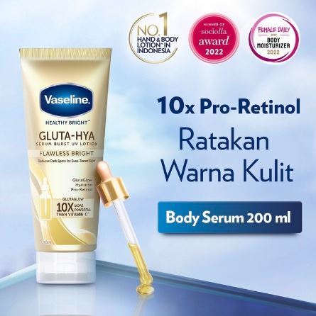 Unilever Indonesia Vaseline® Gluta-Hya Serum Burst Lotion Flawless Bright 