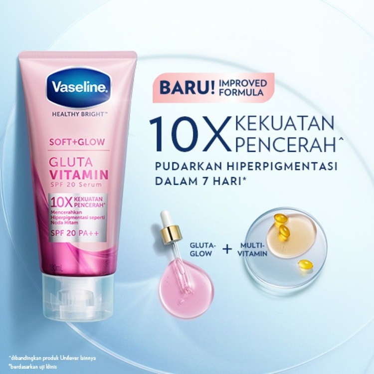 Unilever Indonesia Vaseline® Healthy Bright Soft+Glow Gluta Vitamin SPF 20 Body Serum