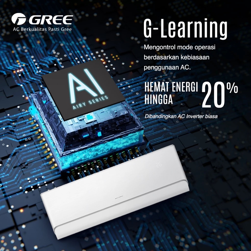 Gree Electric Appliances Indonesia Gree AC Split Inverter Airy Series 2 PK Silver GWC-18AIRY
