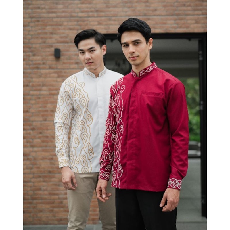 Kemeja Bordir Pria Adnan 02 (Maroon) 4