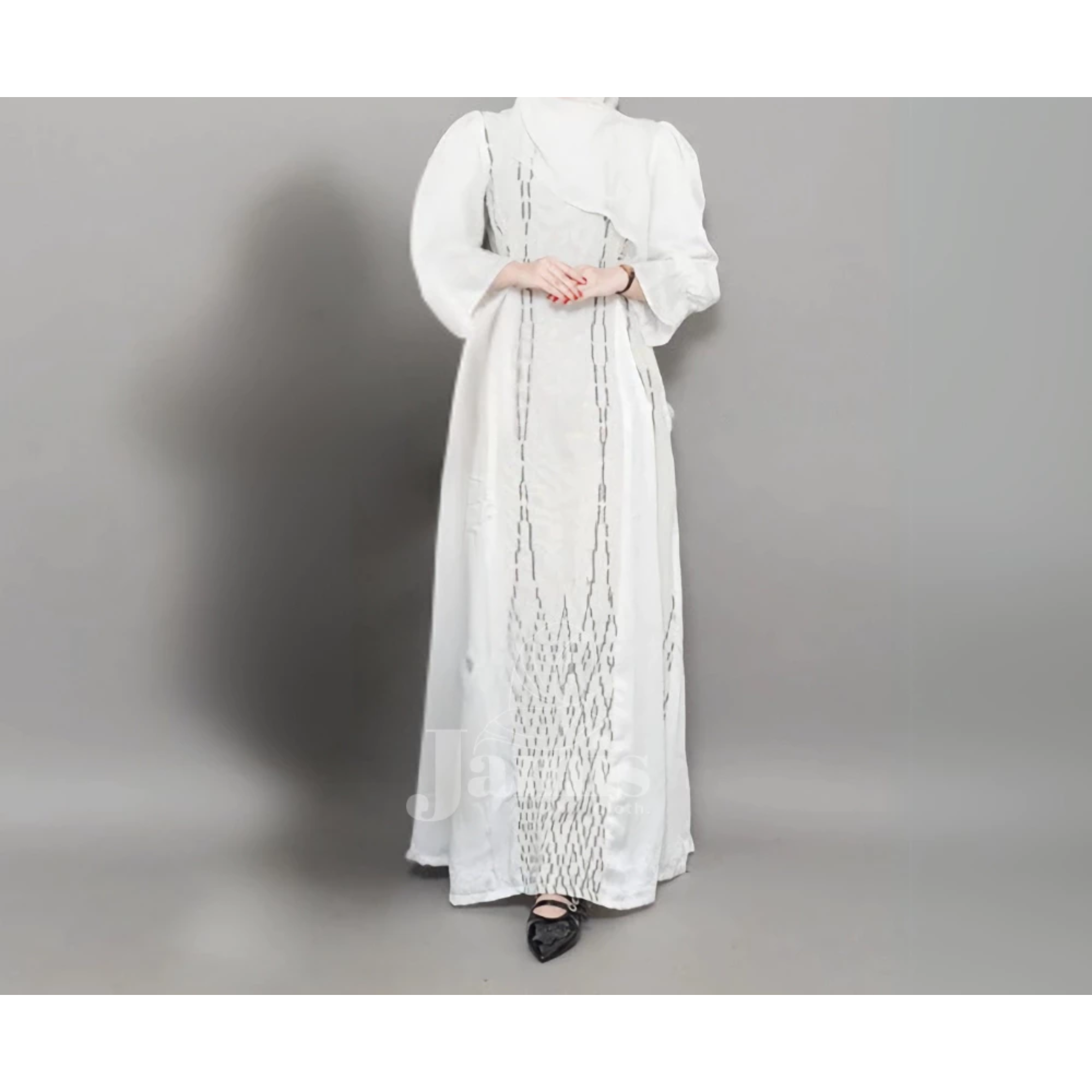  Jamis Dress Gamis Tenun Putih 