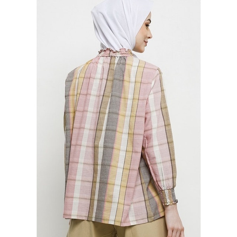 Muskaan Blouse Pink Motif Kotak 3