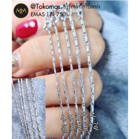 Kalung Lovina Emas Putih 750 Kadar 17K 2