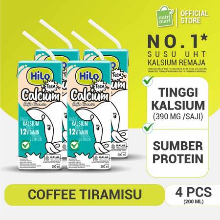 HiLo Teen Calcium Coffee Tiramisu 200 ml (4 pcs)