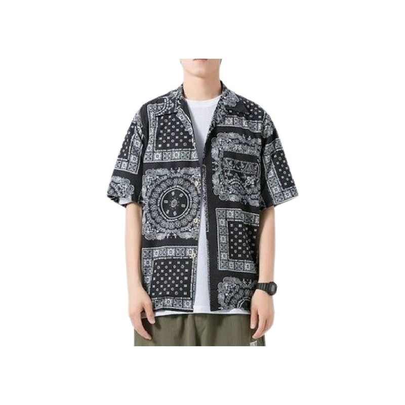 Dark Icon Shirt Short Sleeve Vintage Summer Paisley Hawaiian 1