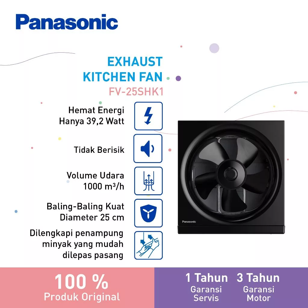 Panasonic Gobel Life Solutions Manufacturing Indonesia Panasonic Exhaust Kitchen Fan FV-25SHK1-K